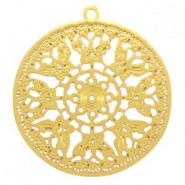 Metalen Bohemian hanger rond Vlinder Goud